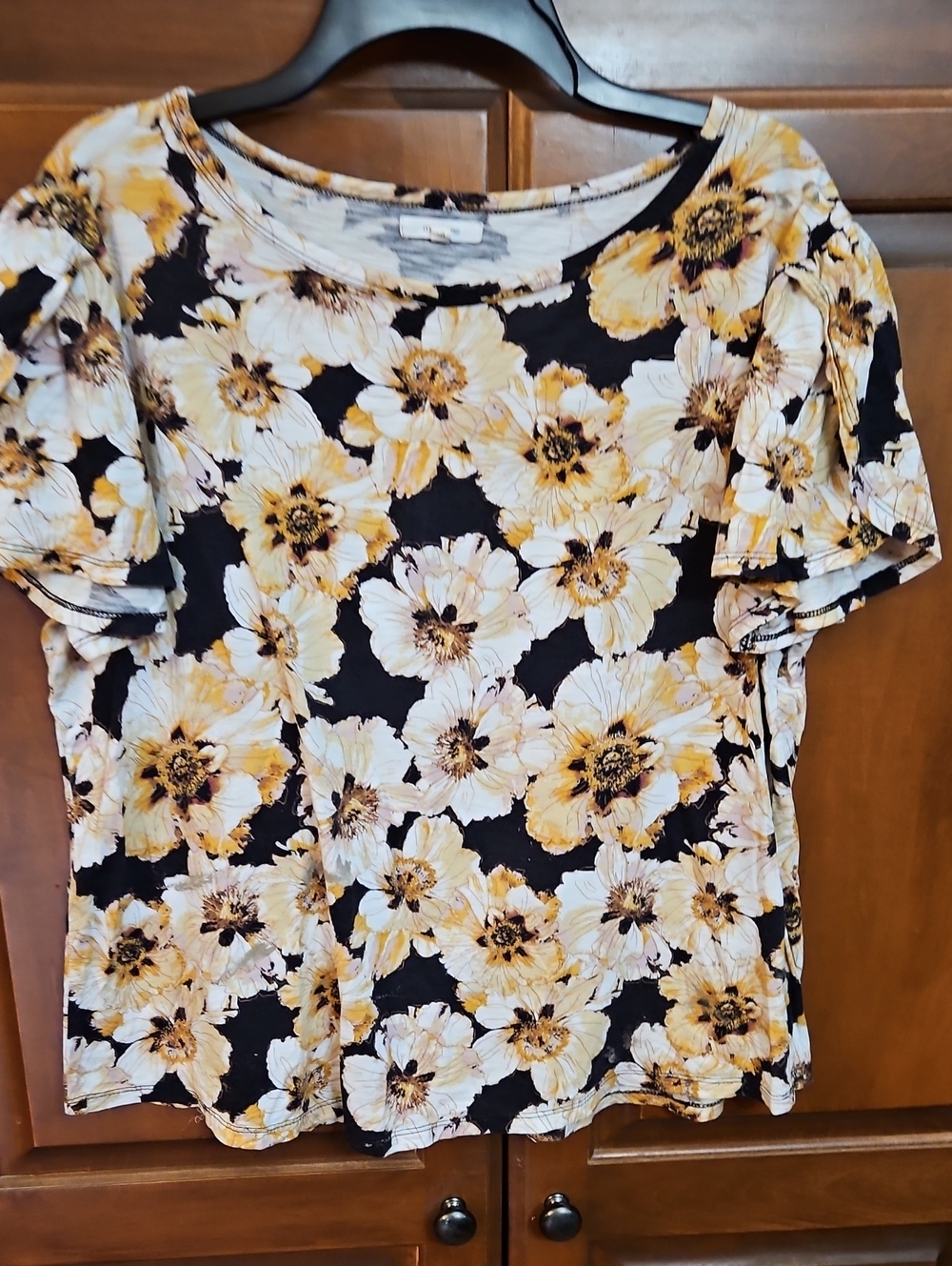 Maurice Floral Short-Sleeve Women's Top - Black & Yellow